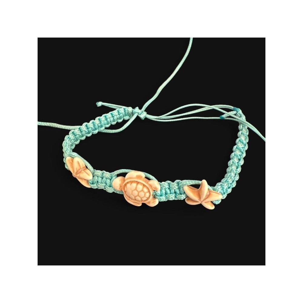 Macrame bracelet Women OS Blue Excellent Turtle Starfish Boho Beachy